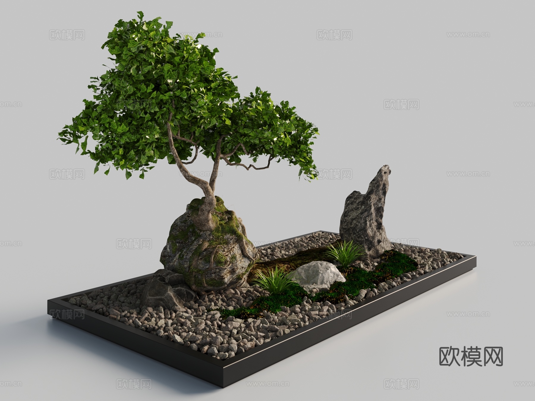 新中式造景 小品 石子 石头3d模型