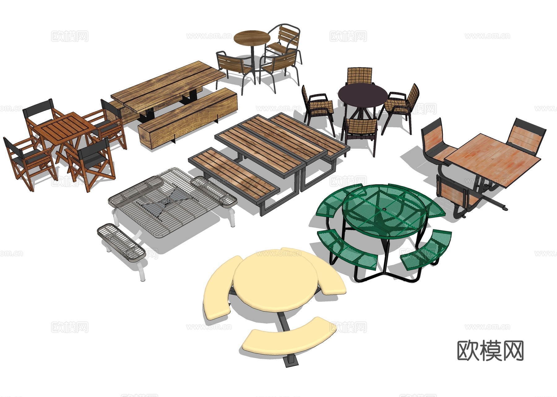 户外桌椅 休闲餐座椅su模型下载