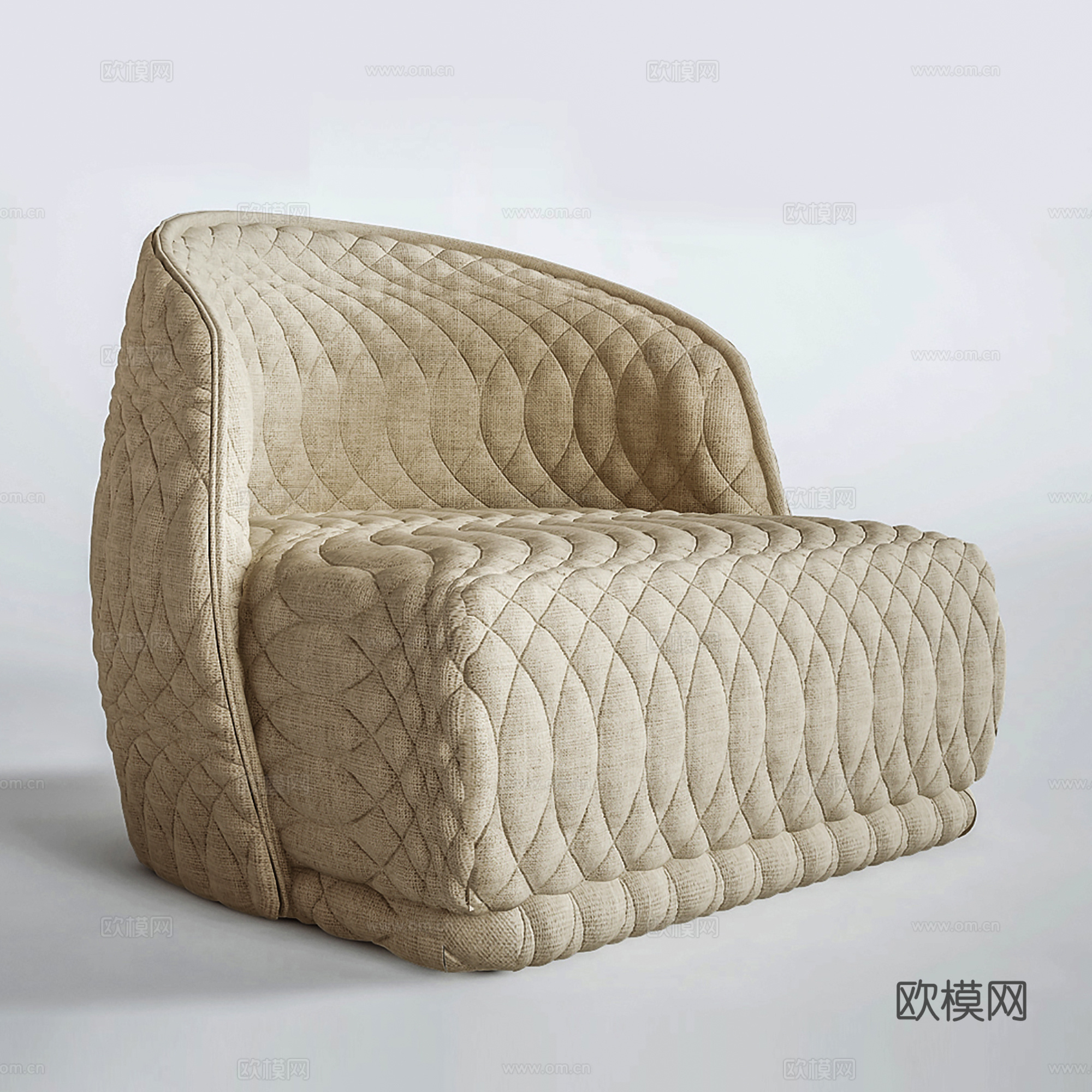 简欧单人沙发 布艺沙发 休闲沙发3d模型