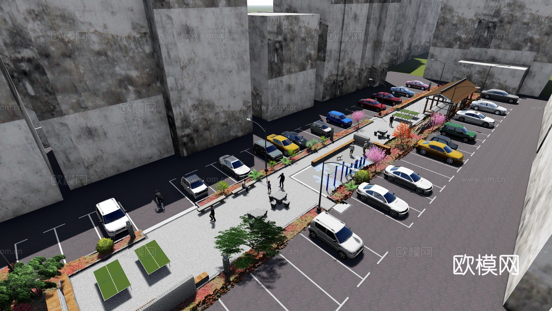 乡村公园景观su模型下载