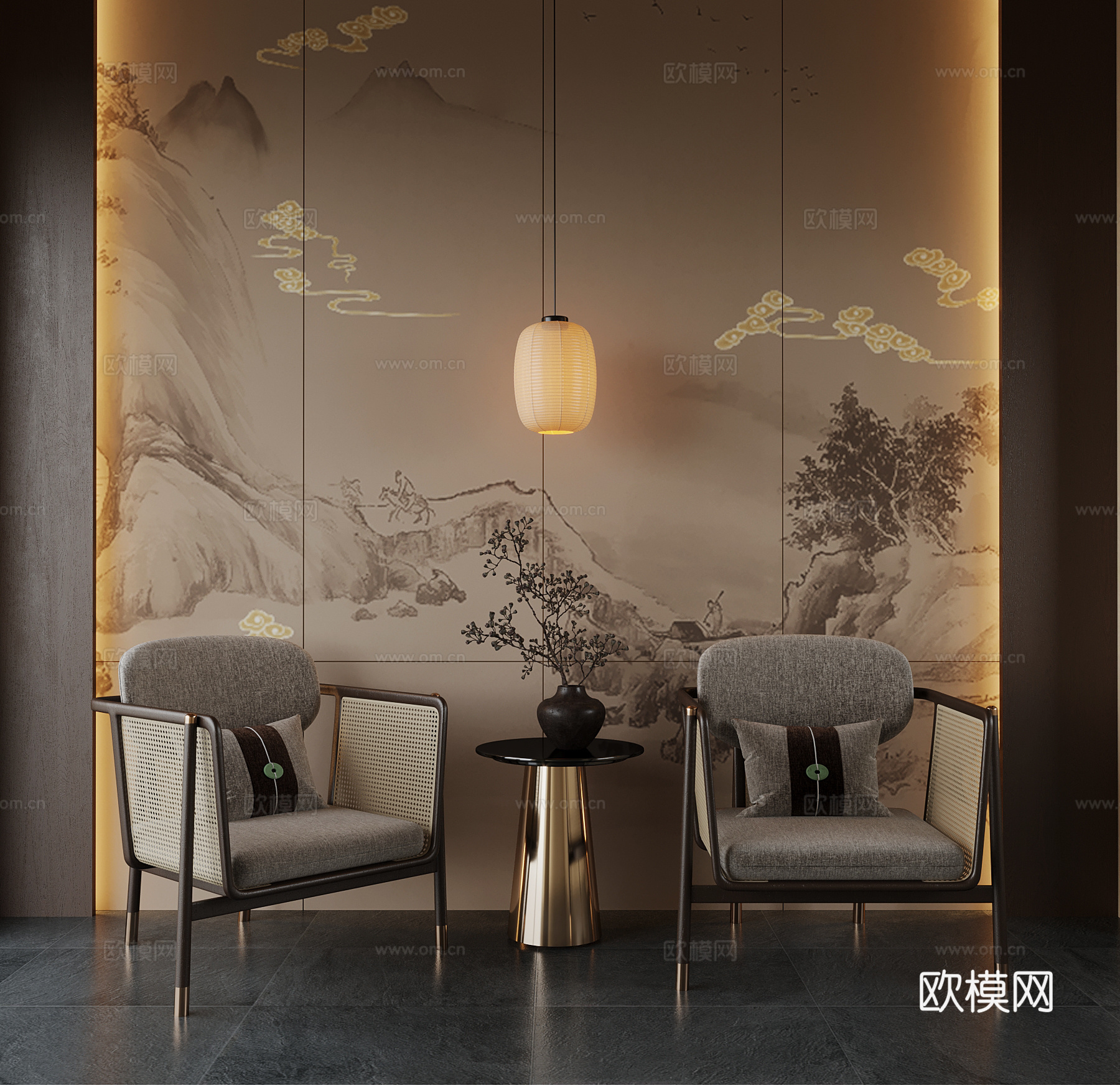 新中式休闲椅 圈椅3d模型