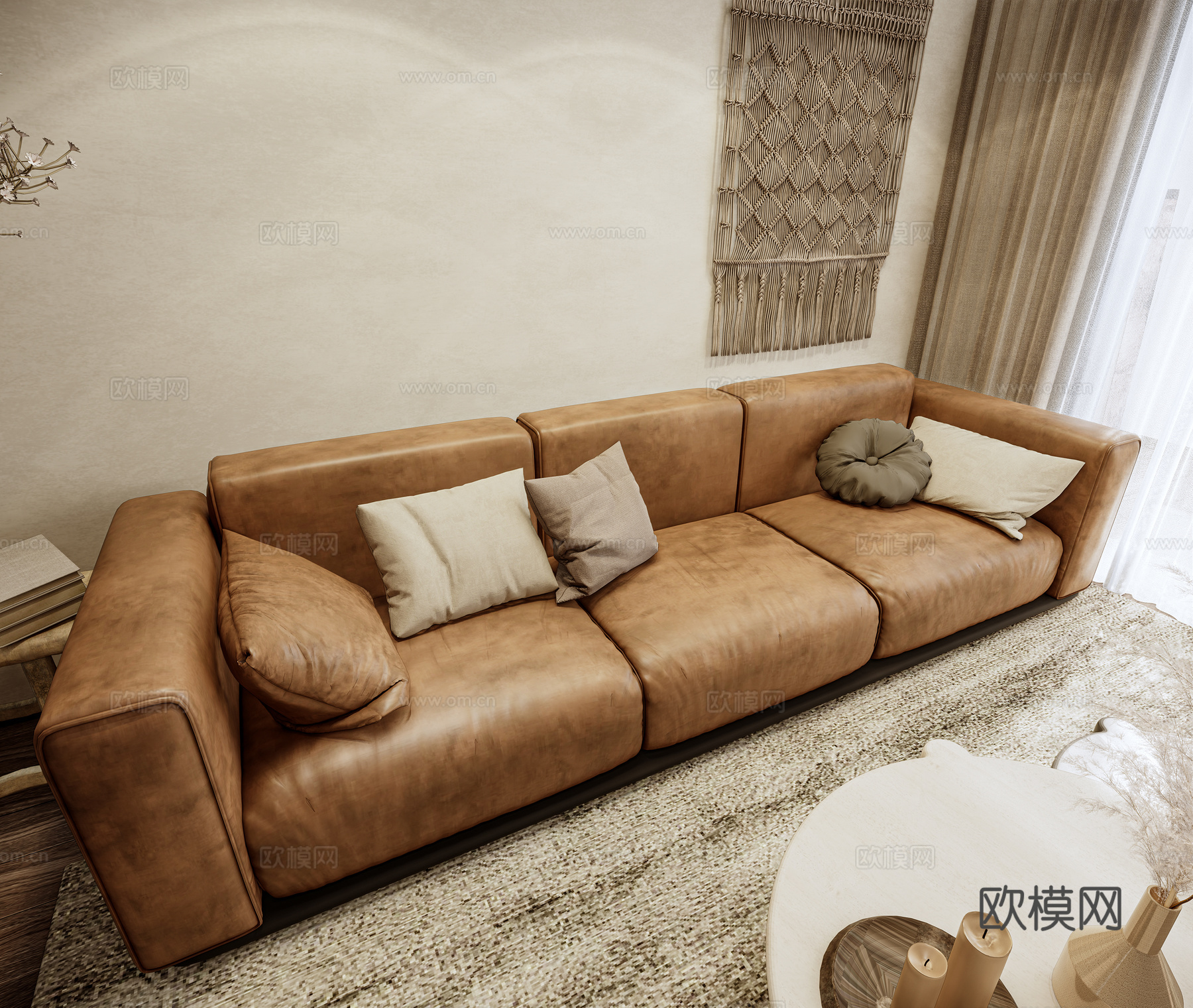 现代多人沙发su模型下载