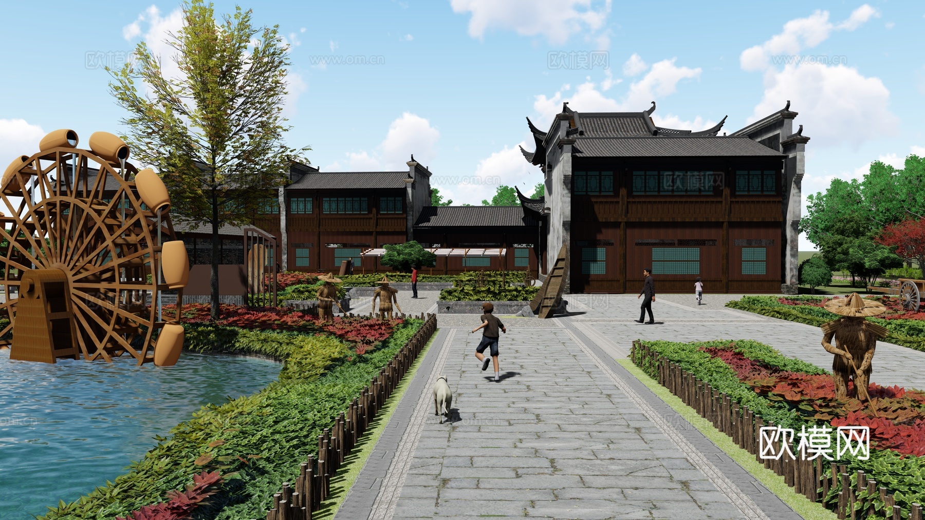 乡村公园景观su模型下载