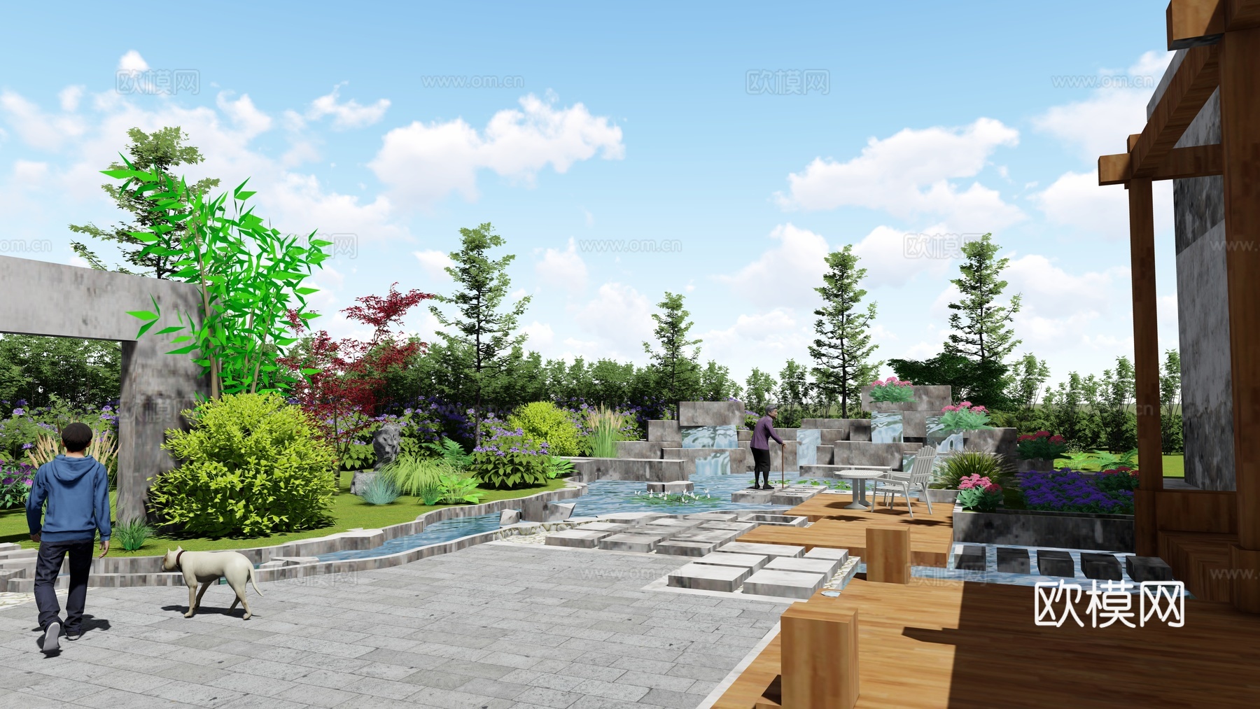中式乡村庭院 花园景观su模型下载