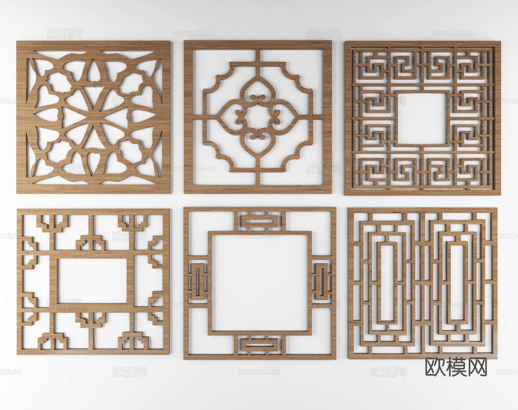 中式花窗雕花隔断3d模型