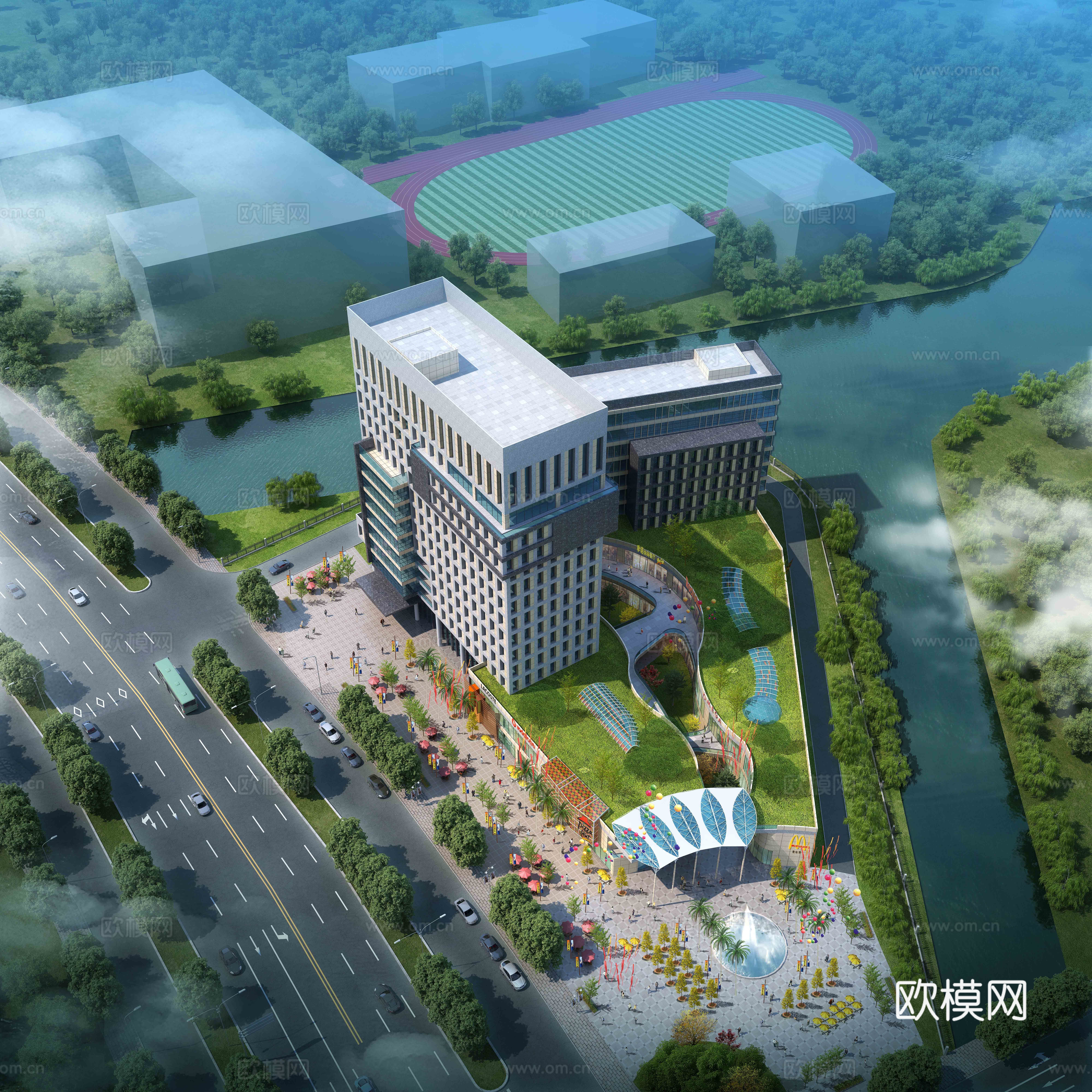 现代商业办公楼建筑外观su模型下载