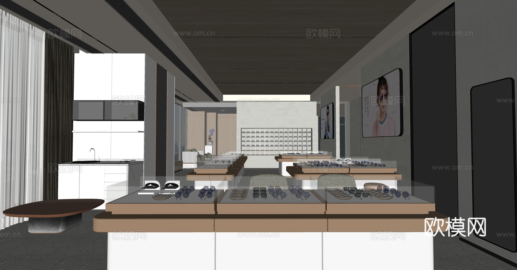 现代眼镜店su模型下载