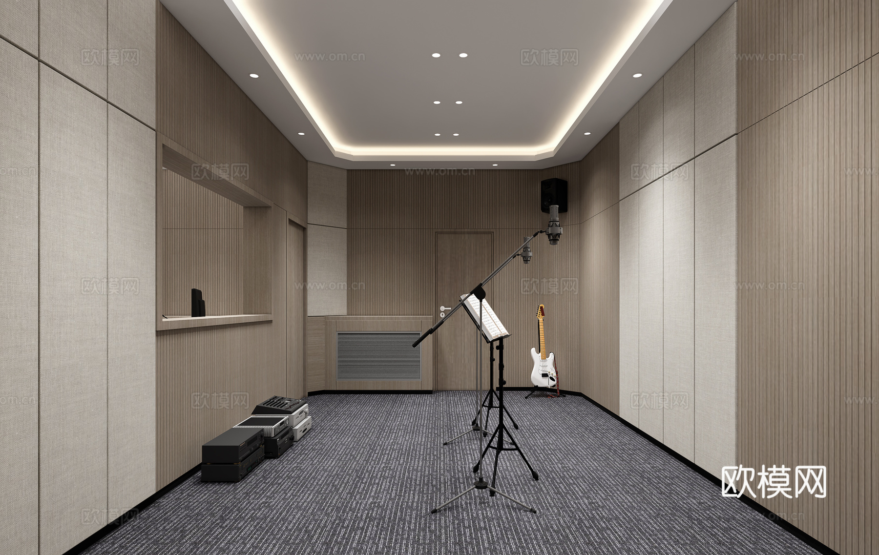 现代录音室su模型下载