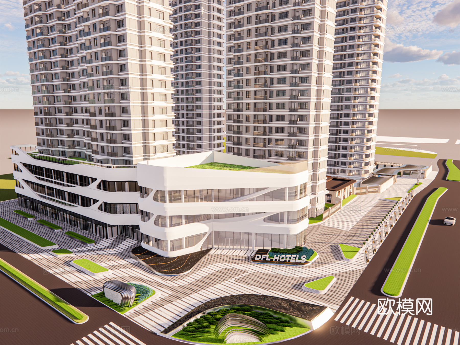 现代商业楼建筑外观su模型下载