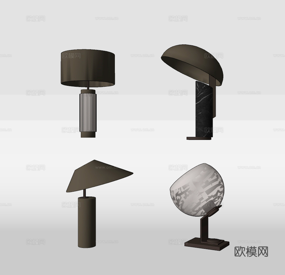 现代轻奢台灯su模型下载