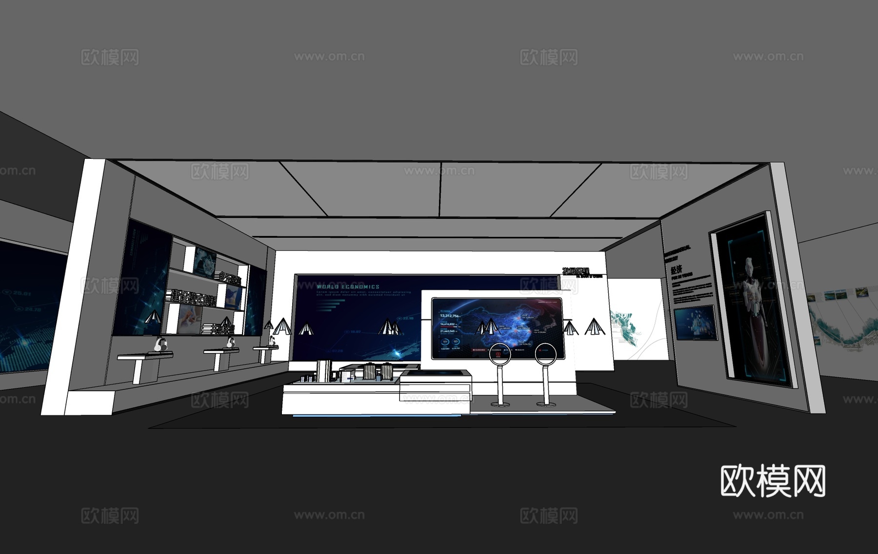 现代科技展厅su模型下载