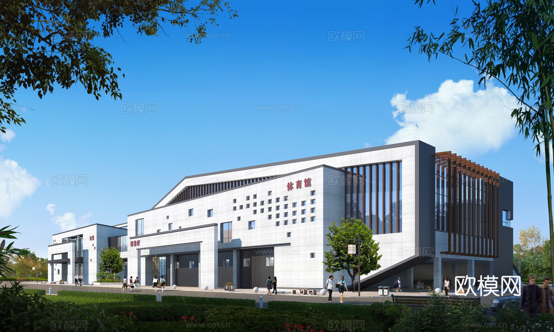 现代综合楼建筑外观su模型下载