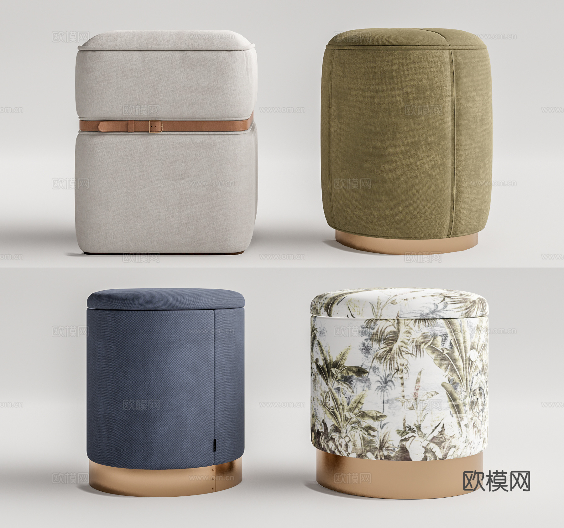 现代布艺矮凳su模型下载