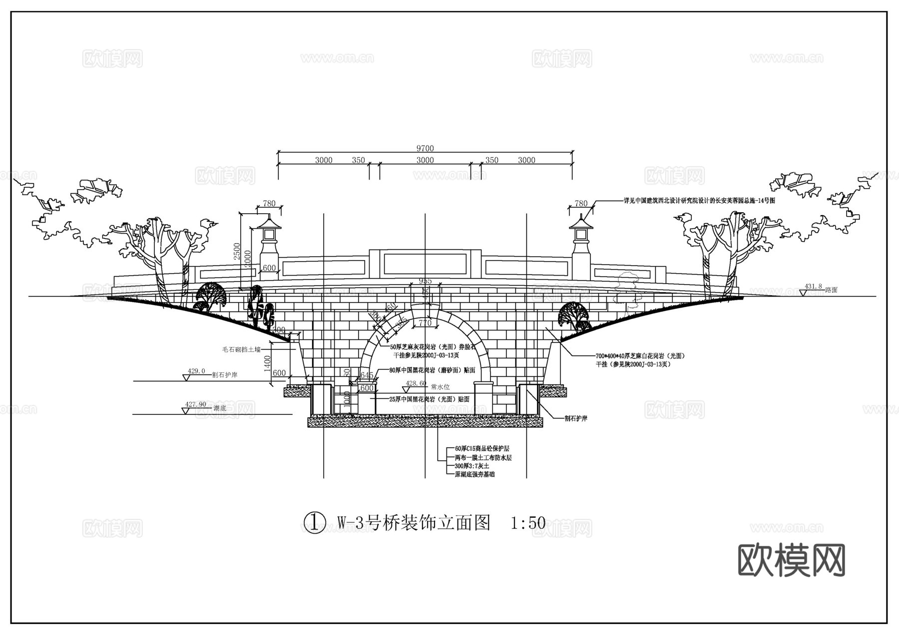 现代石桥cad施工图