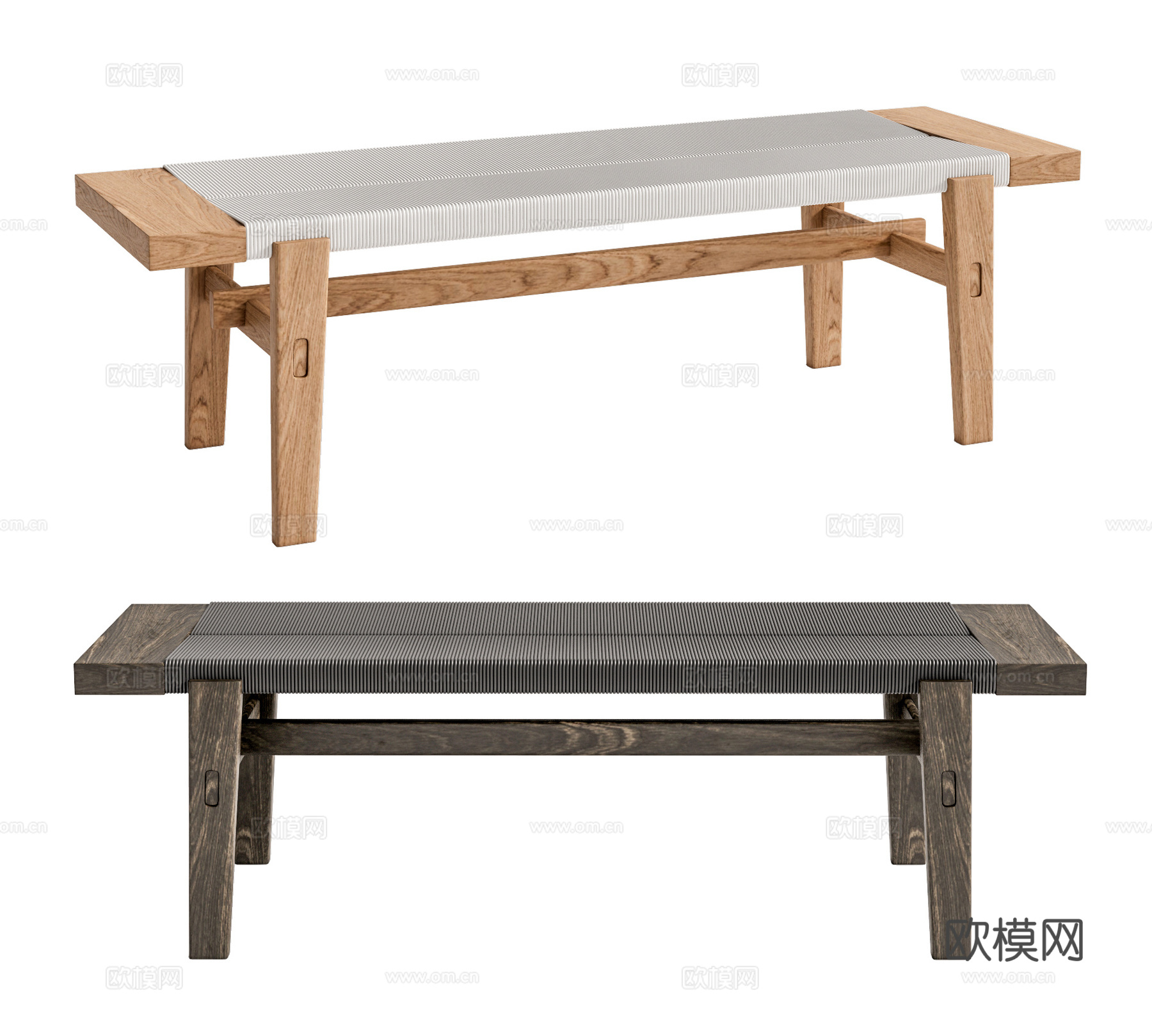 现代实木长凳su模型