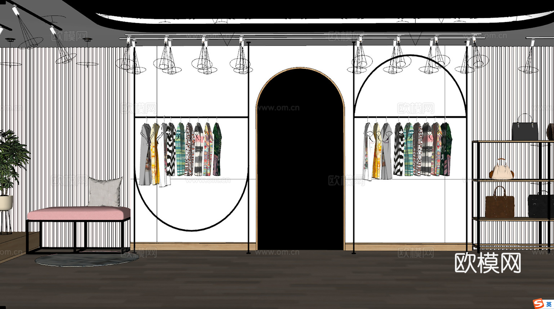 现代服装专卖店su模型下载