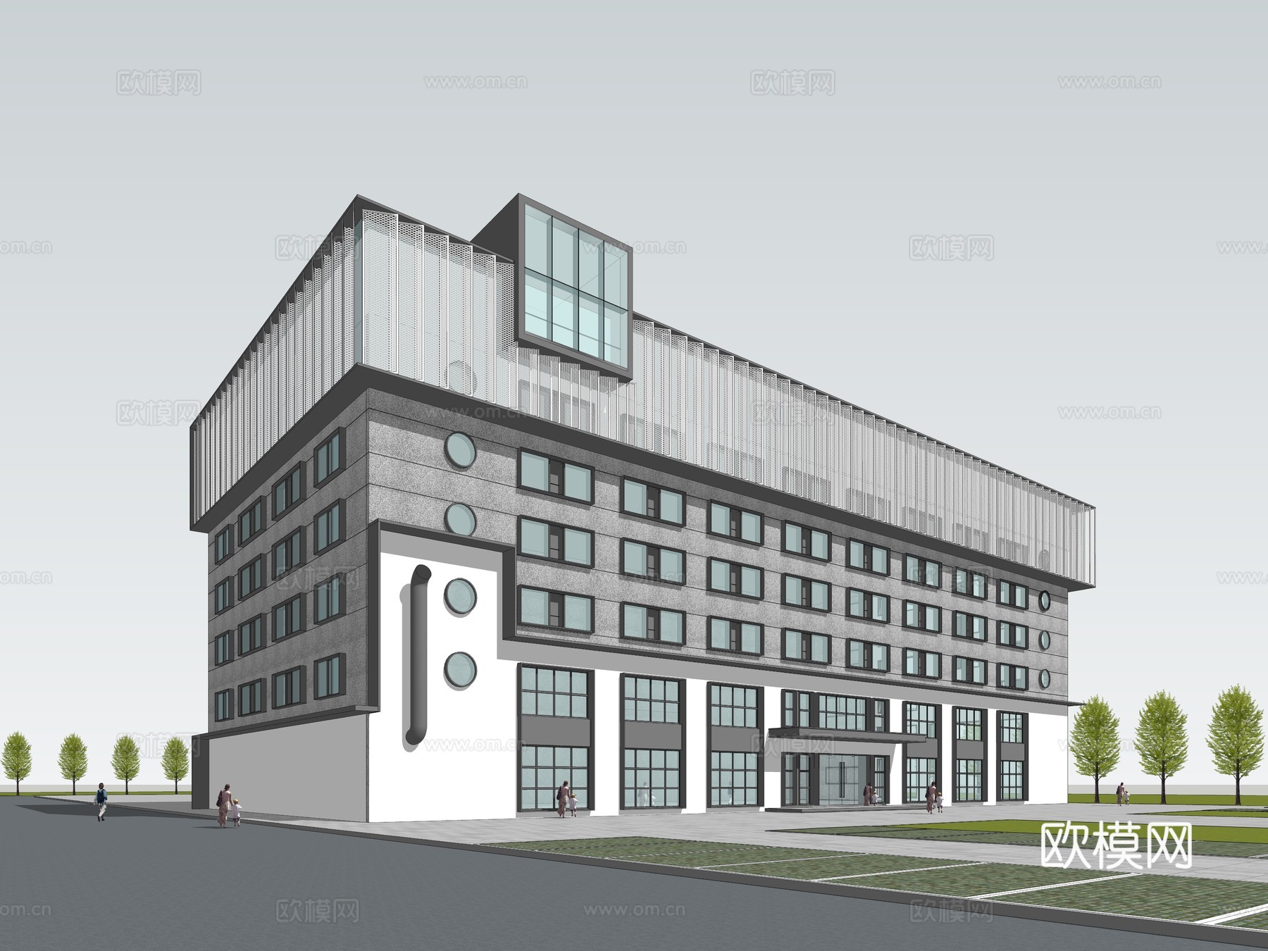 现代厂房建筑外观su模型下载