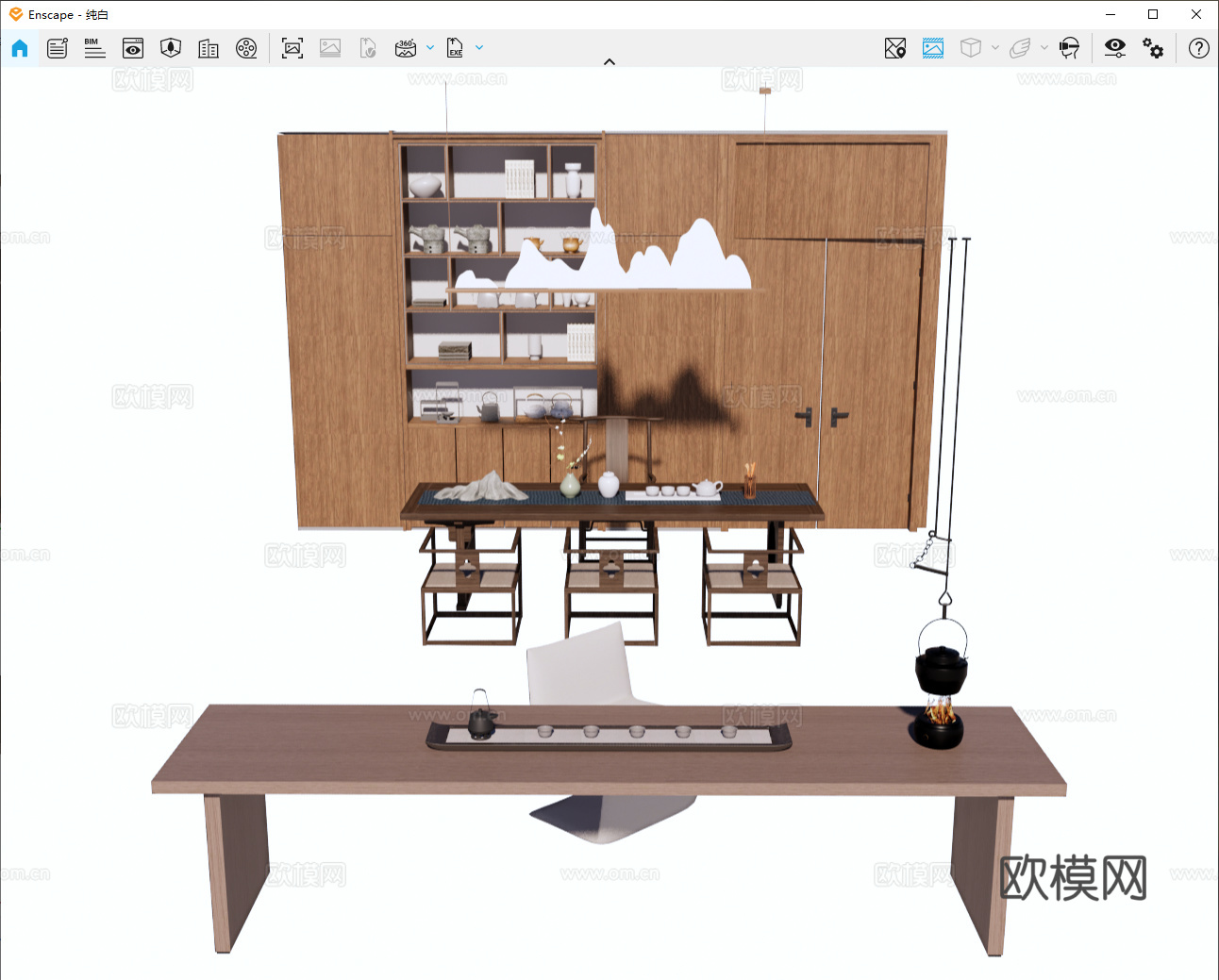 中式 新中式 茶桌 茶台 茶桌椅su模型