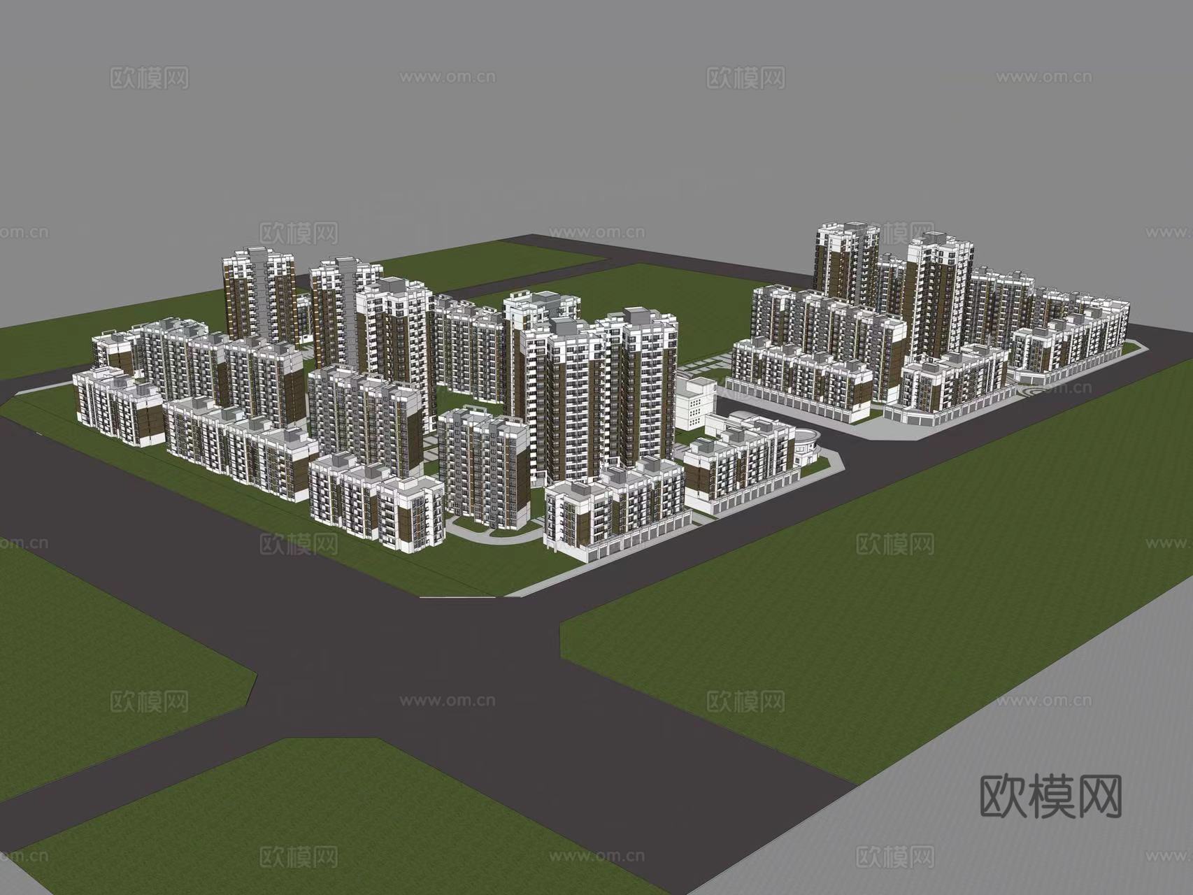 现代小区建筑外观su模型下载