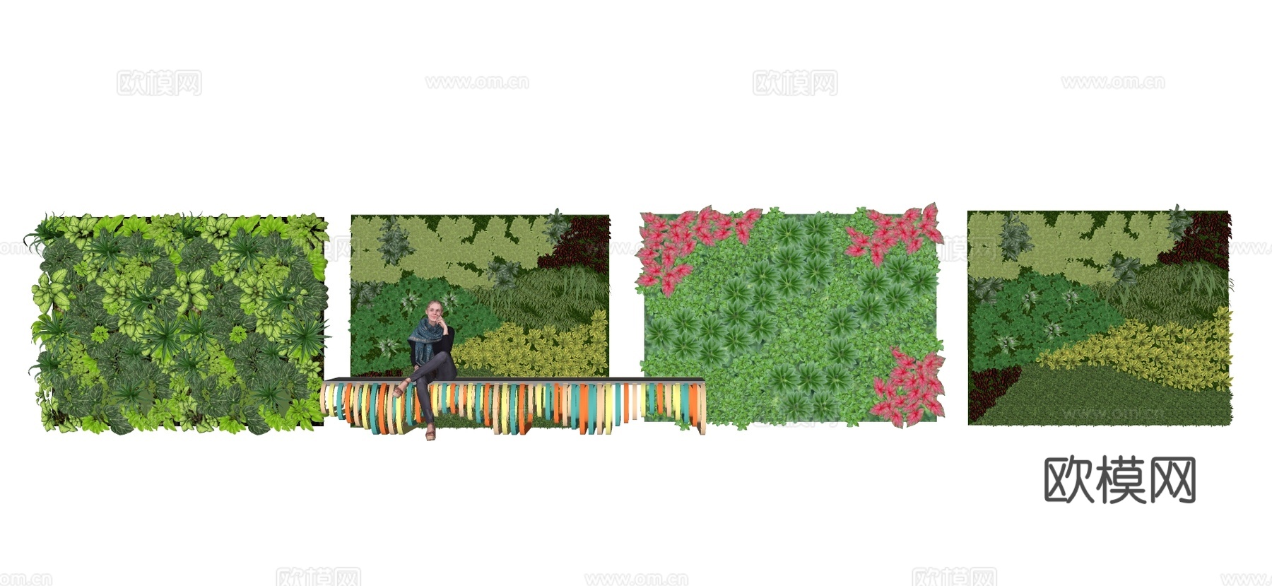 现代垂直绿化景墙 绿植景墙su模型下载