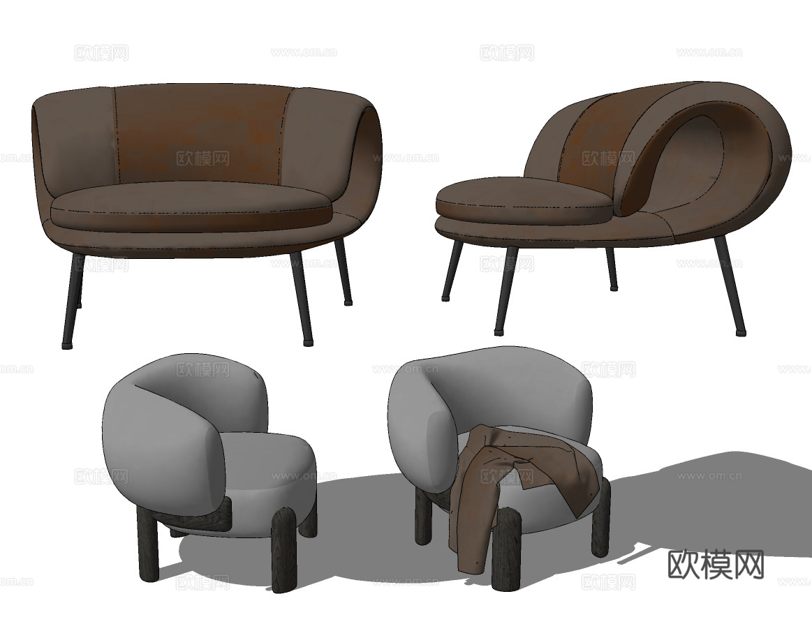 现代布艺休闲沙发su模型下载下载
