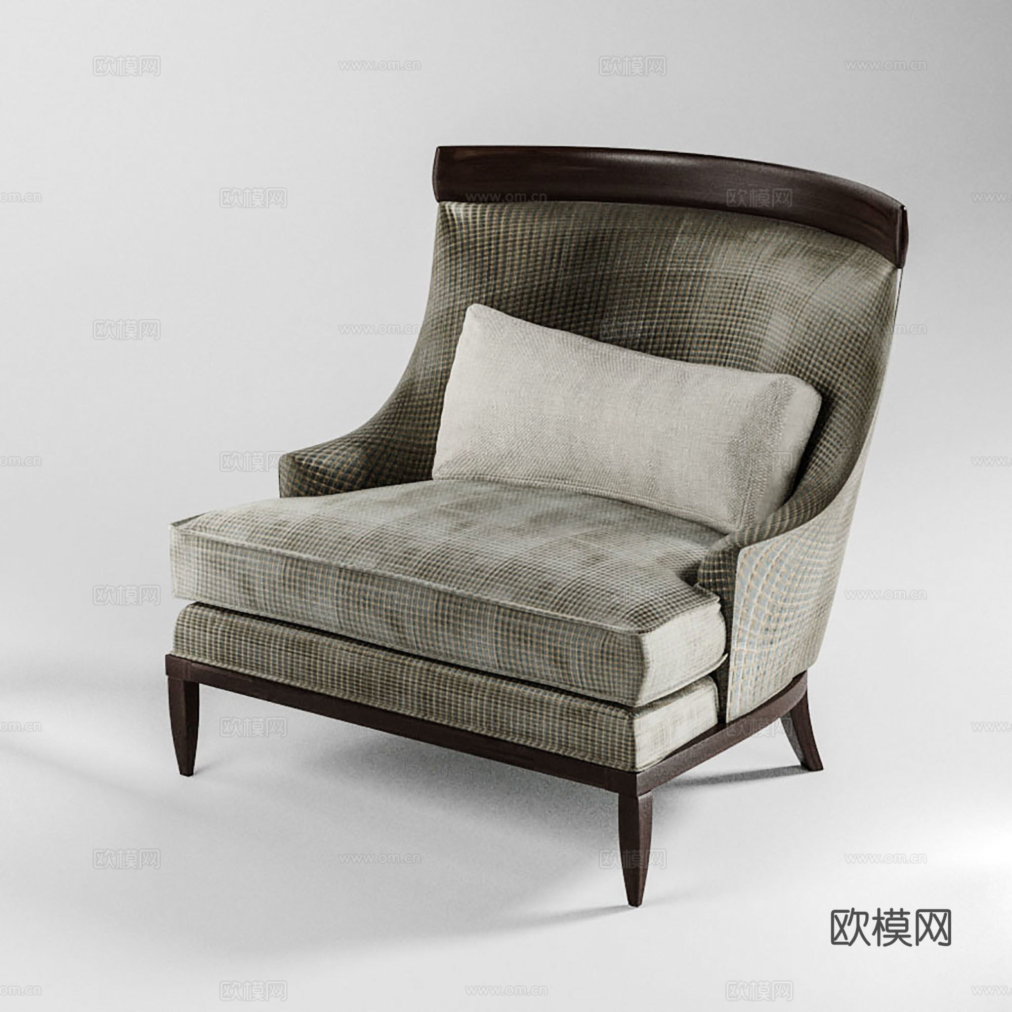 简欧单人沙发 布艺沙发 休闲沙发3d模型
