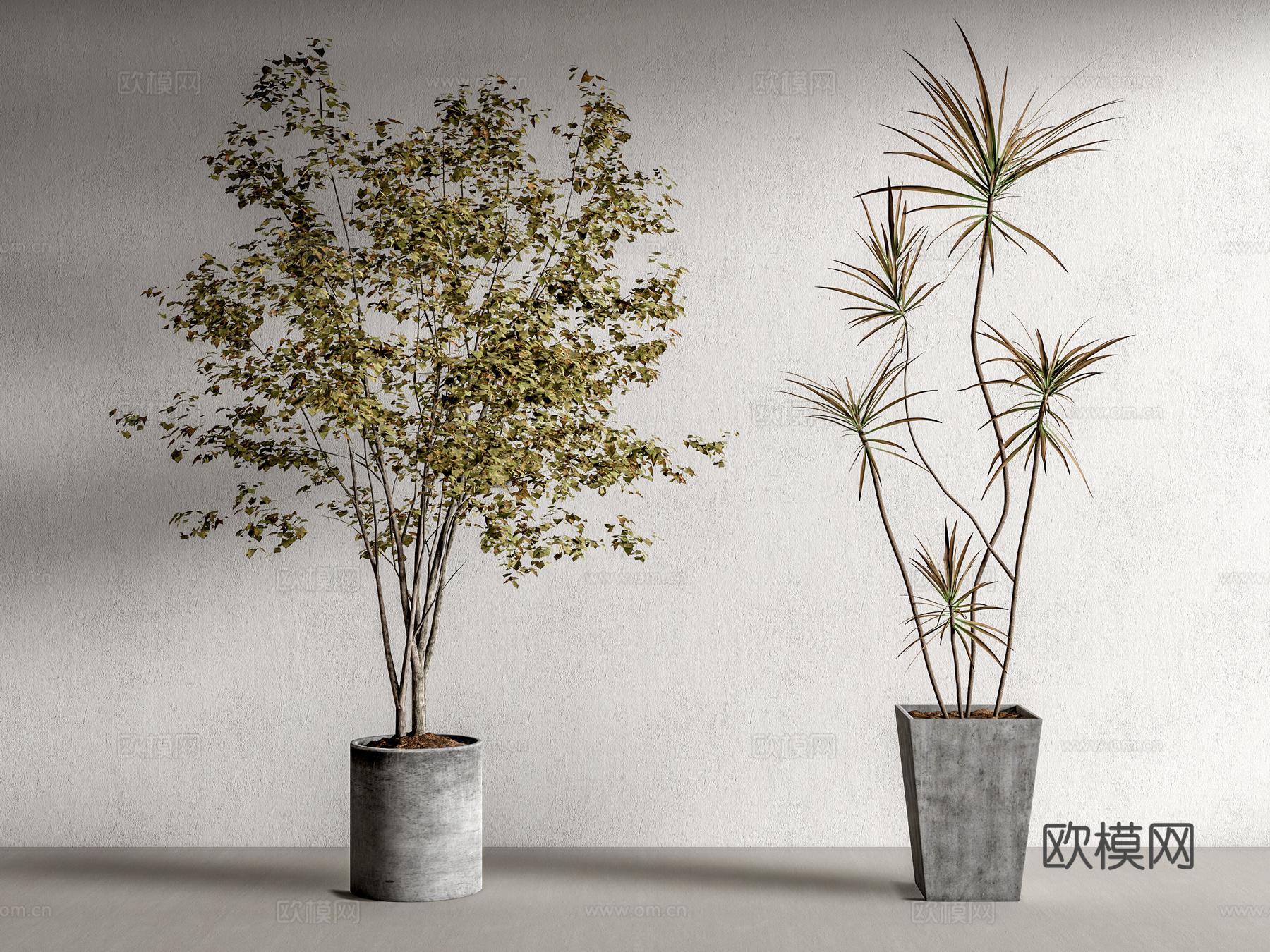 现代绿植盆栽su模型下载