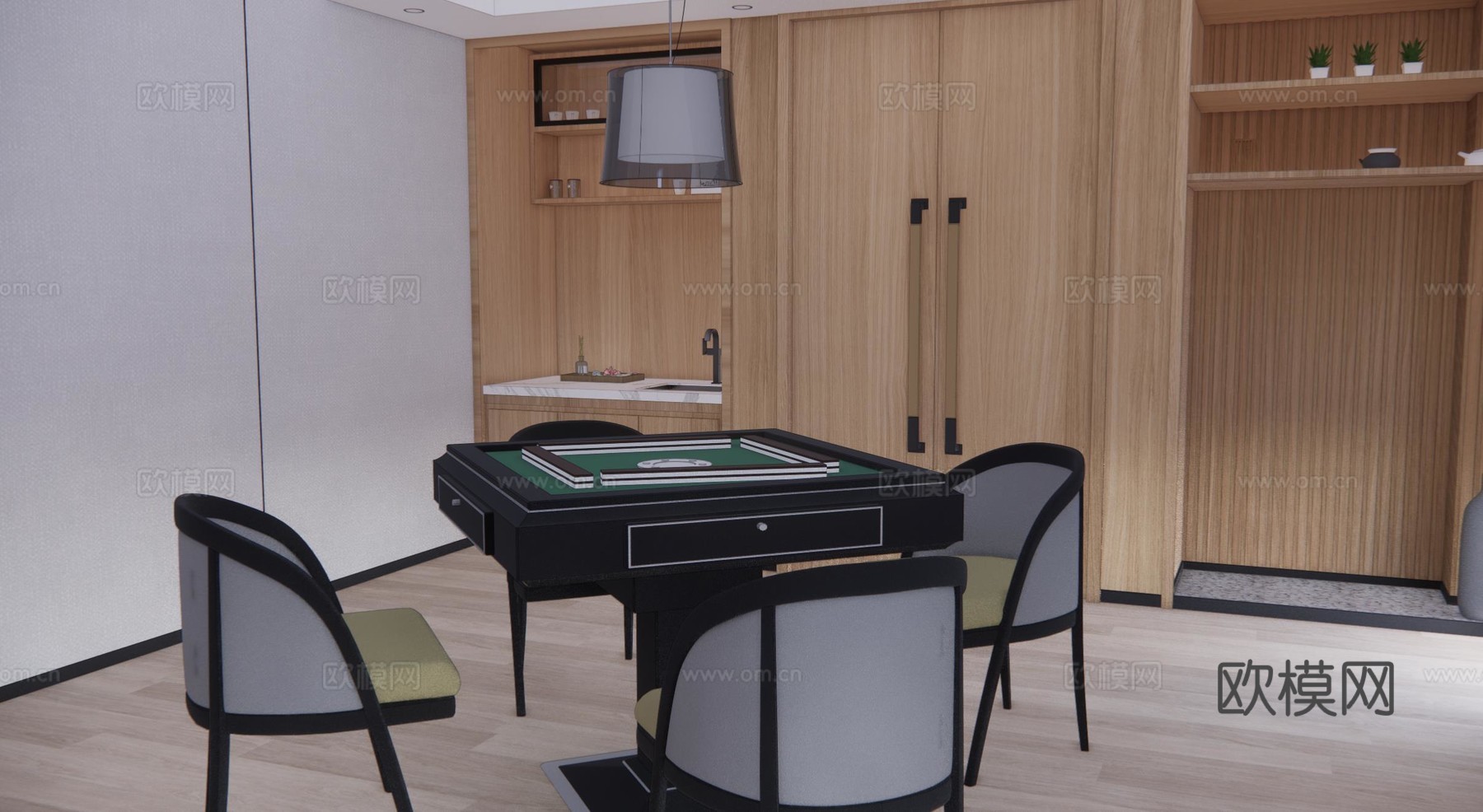 现代棋牌室su模型下载