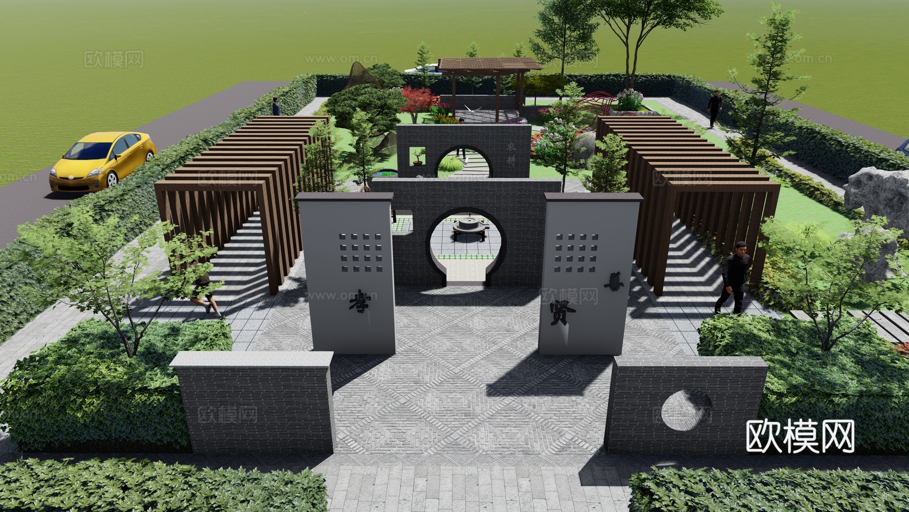 乡村公园景观su模型下载