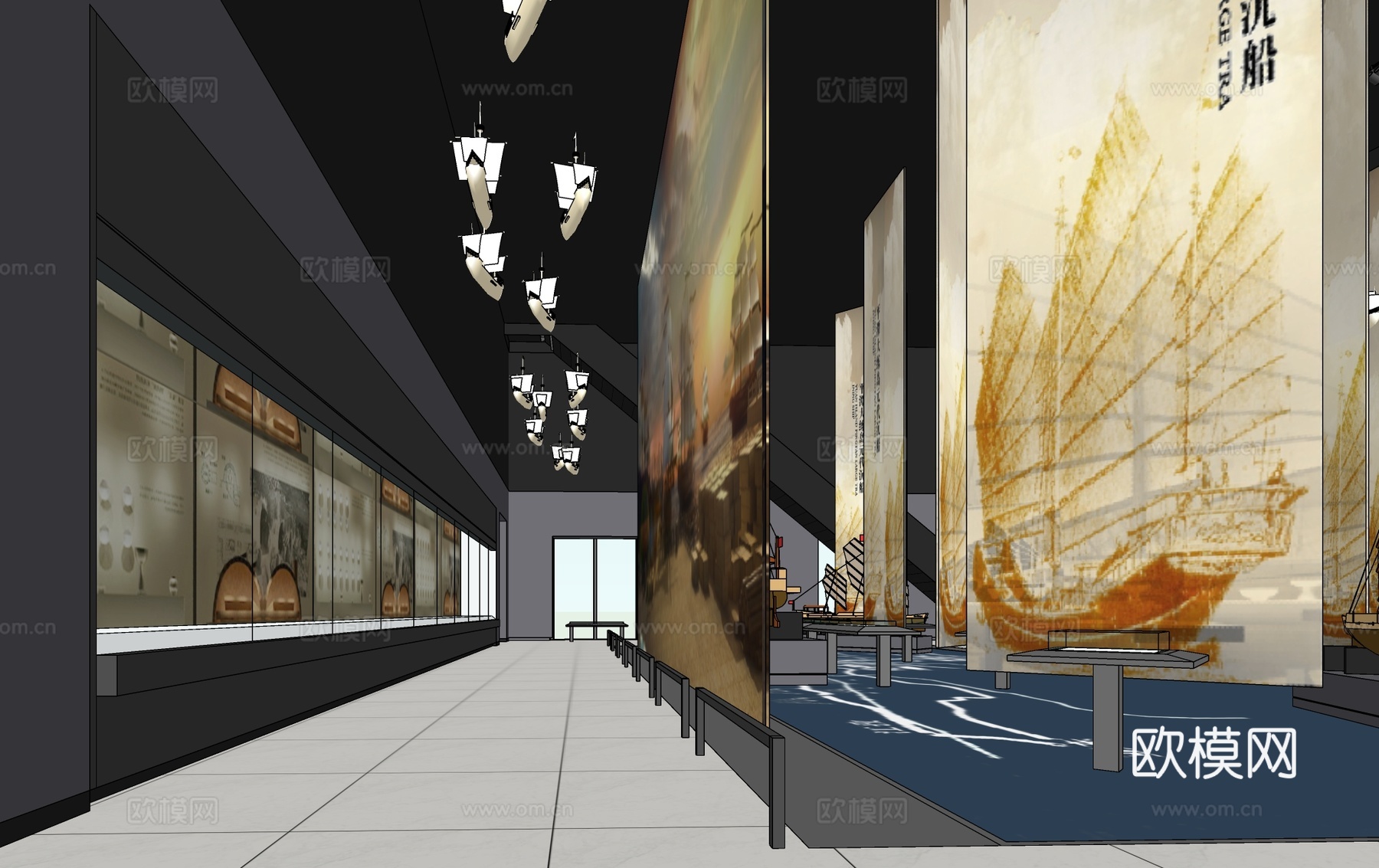 现代船文化历史展厅 博物馆su模型下载