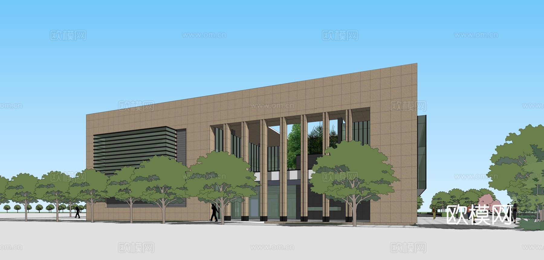 现代办公楼建筑外观su模型下载