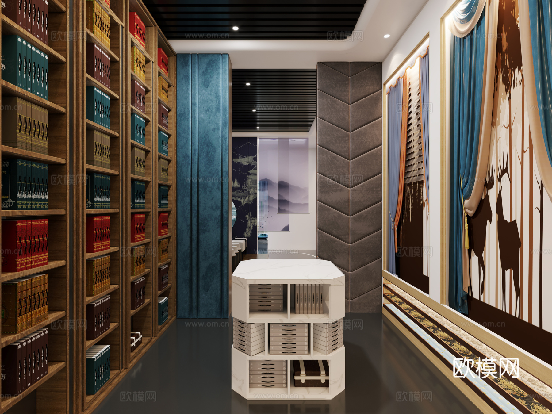 新中式窗帘专卖店3d模型