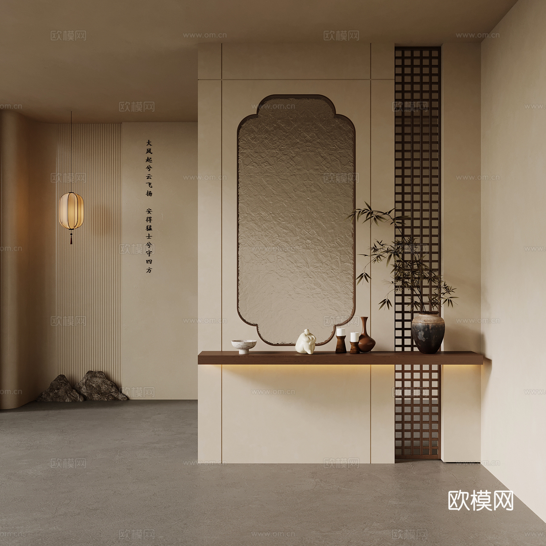 07新中式玄关隔断 宋氏玄关3d模型