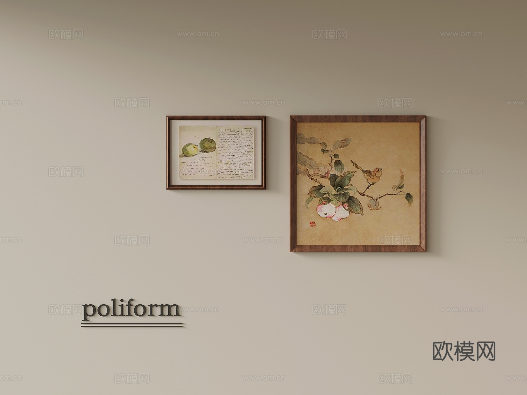 中古风装饰画 挂画组合3d模型