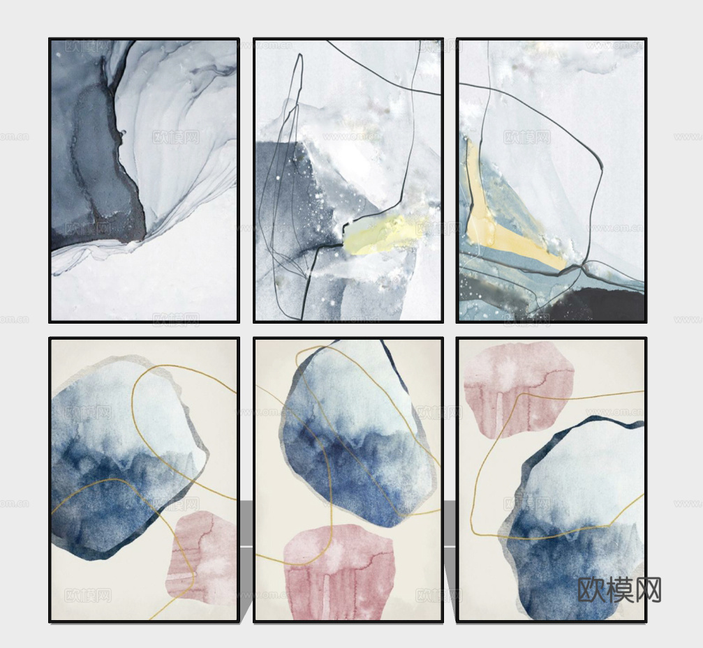 现代抽象装饰画 挂画su模型下载