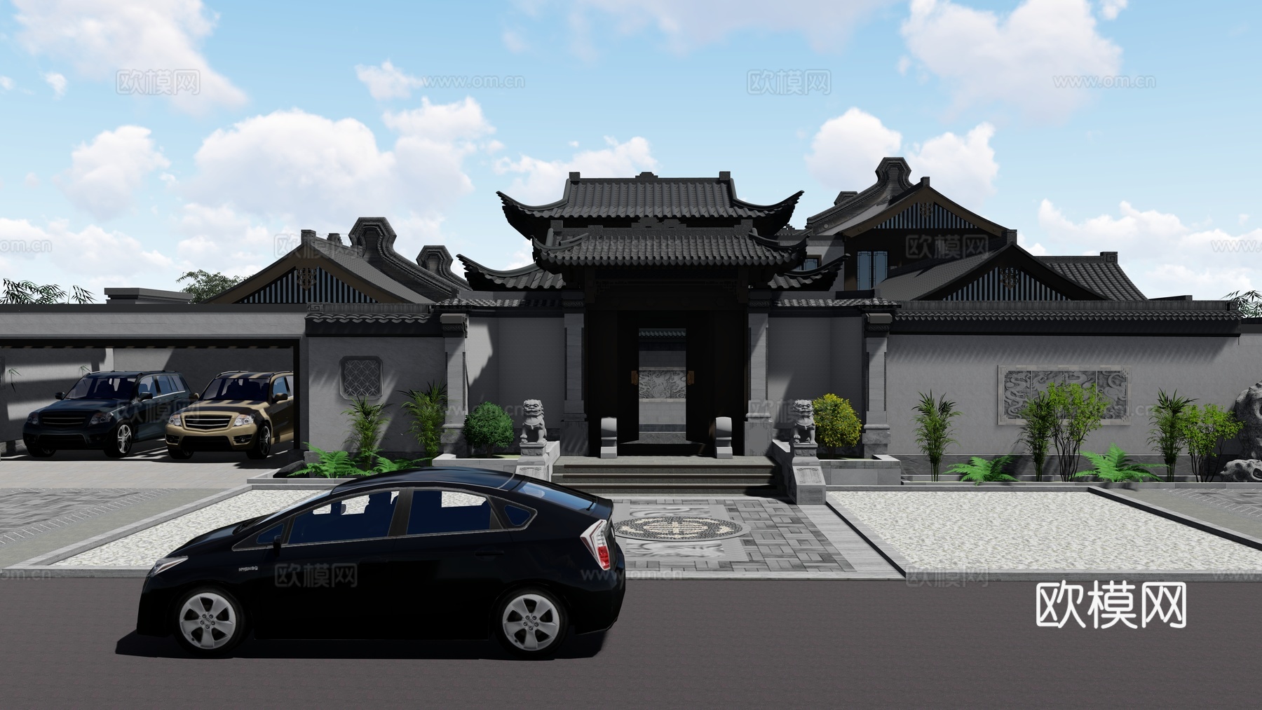 中式古建 四合院su模型下载