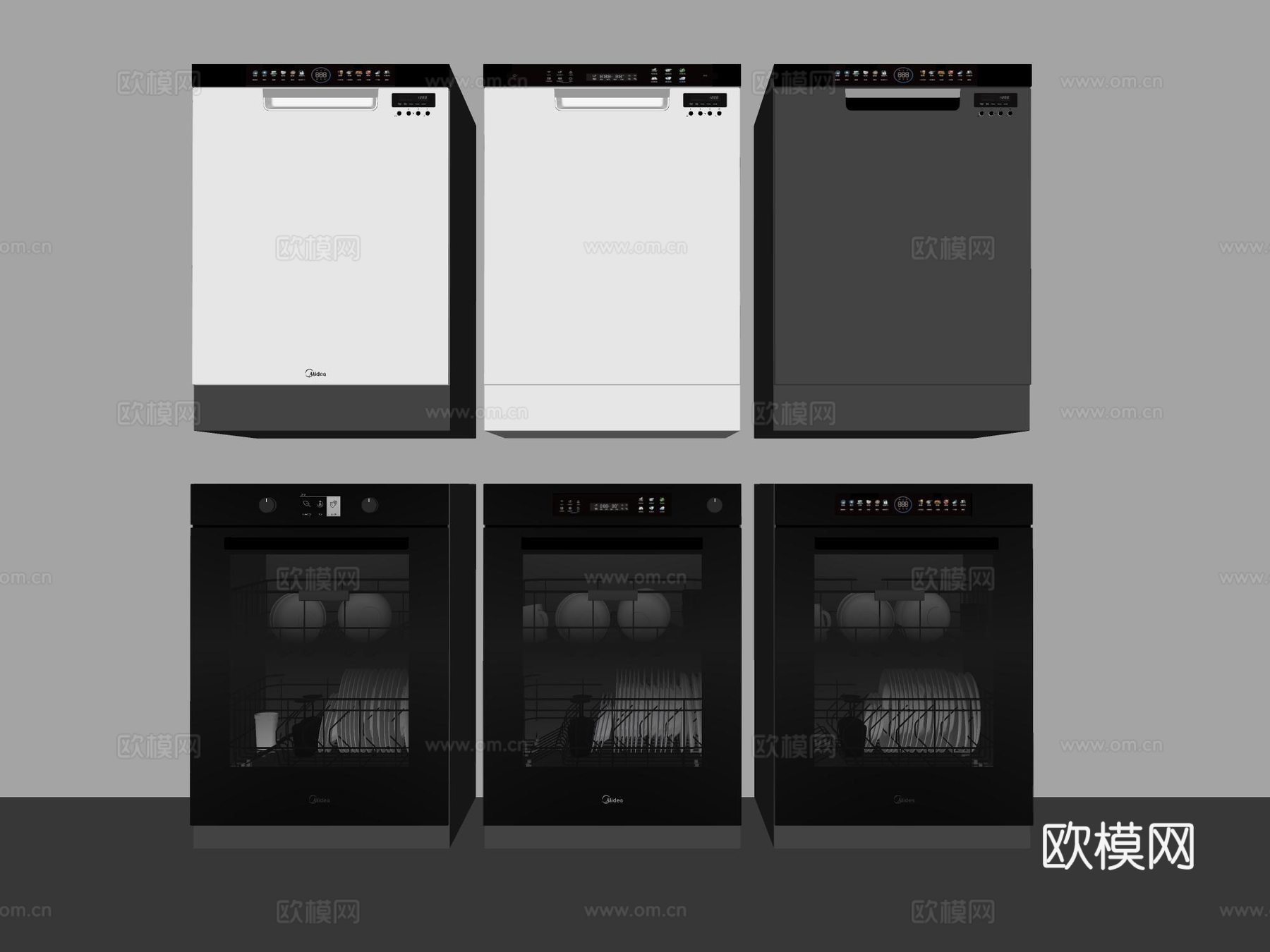 现代厨房用品 电器洗碗机 消毒柜su模型下载