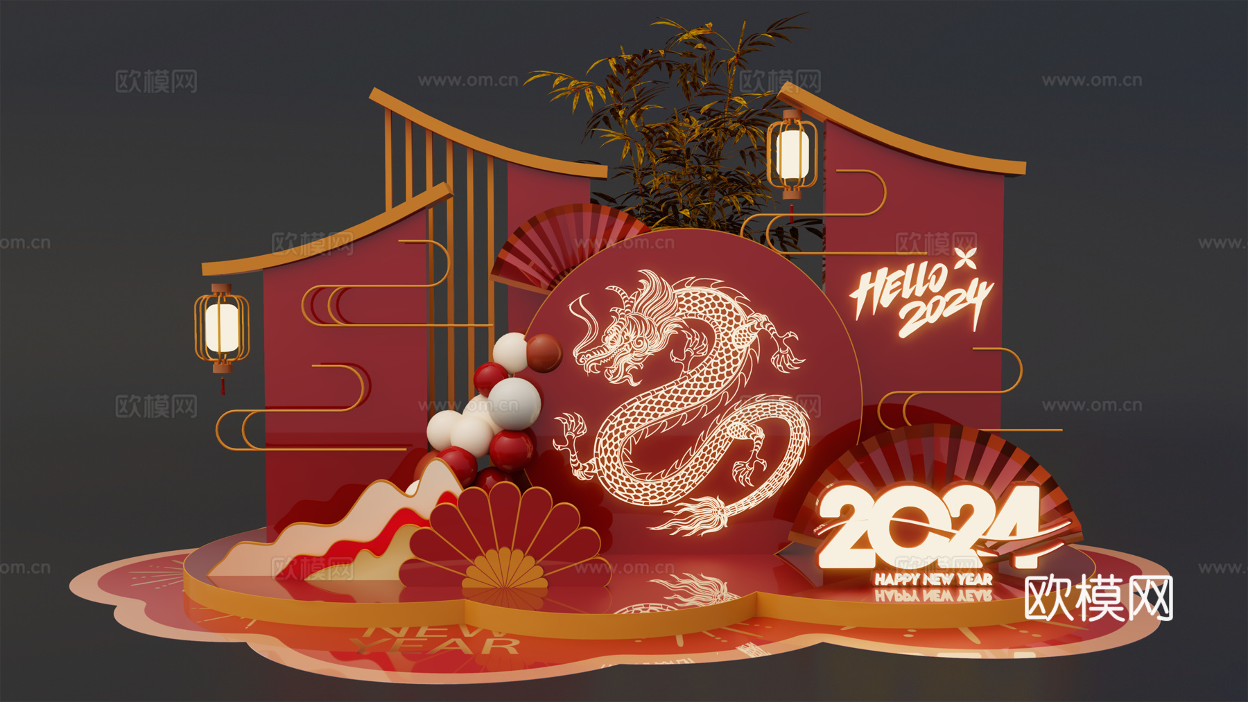 龙年新年美陈su模型下载