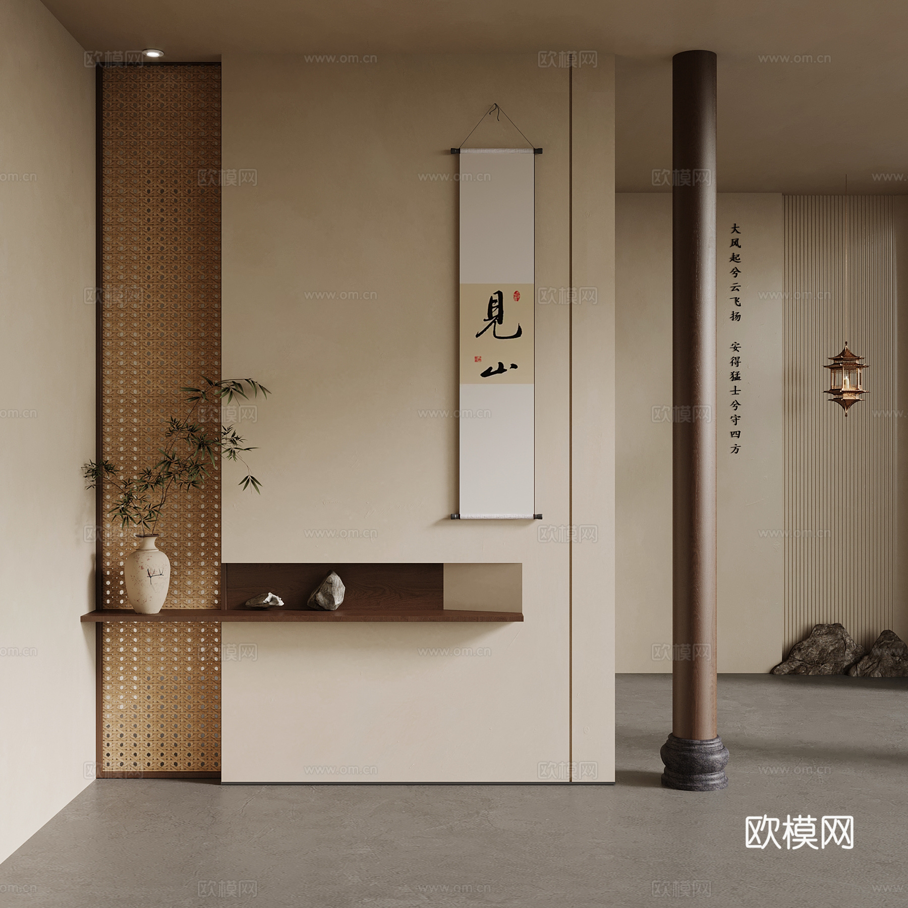 01新中式玄关隔断 宋氏玄关su模型