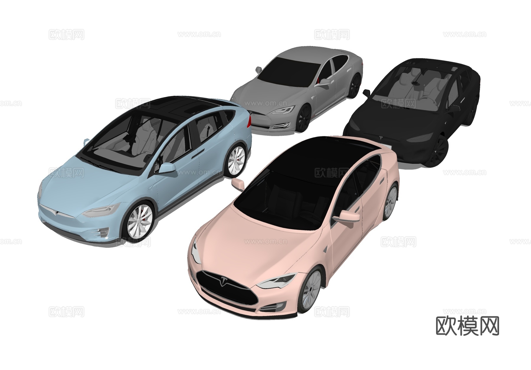 特斯拉轿车汽车 电动新能源跑车su模型下载