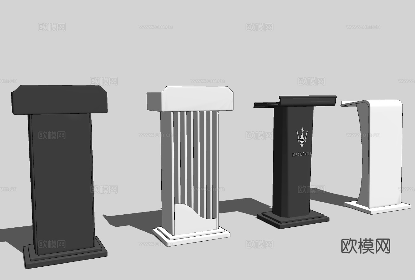 现代演讲台会议桌椅su模型下载