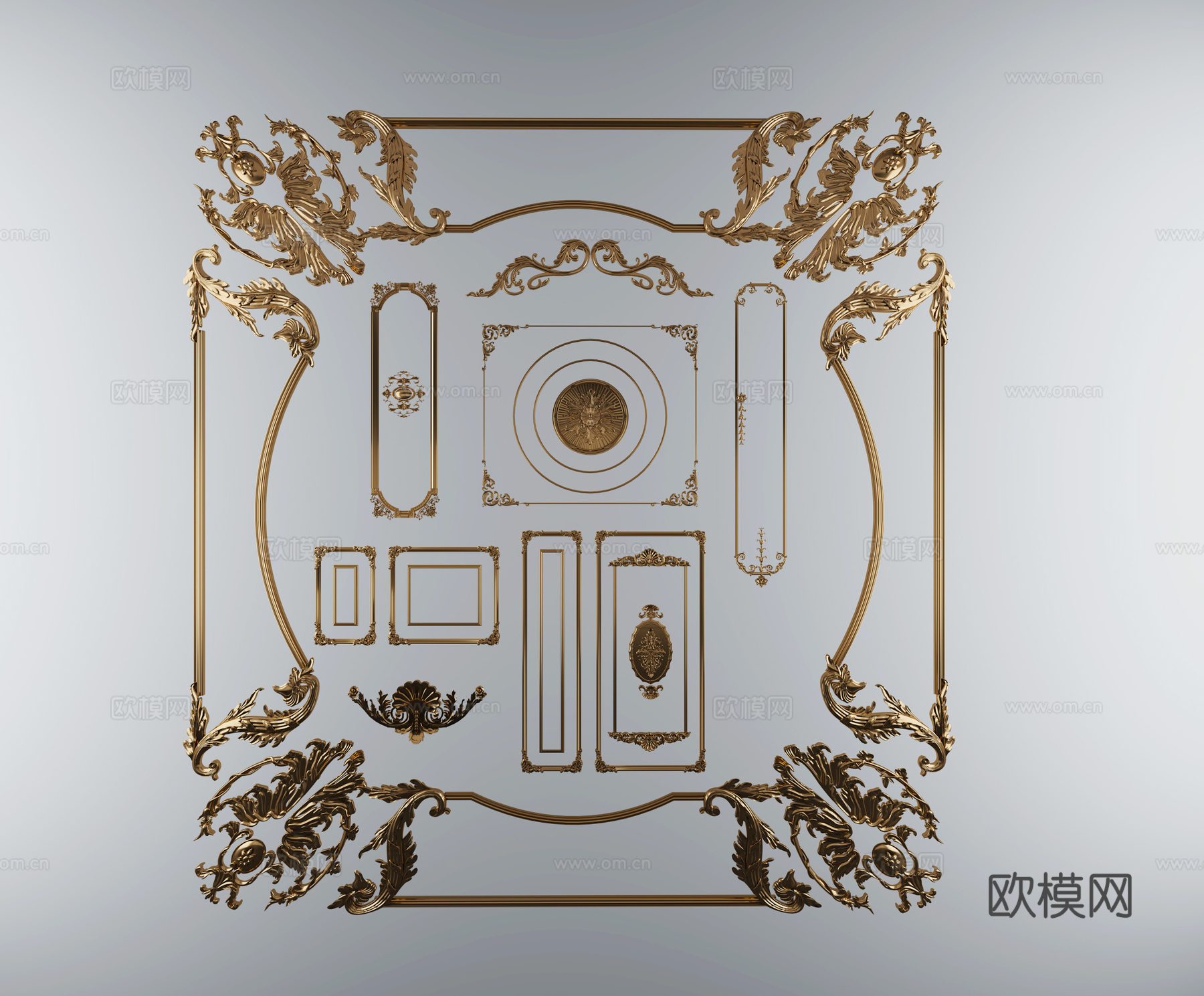 简欧欧式雕花拼接3d模型