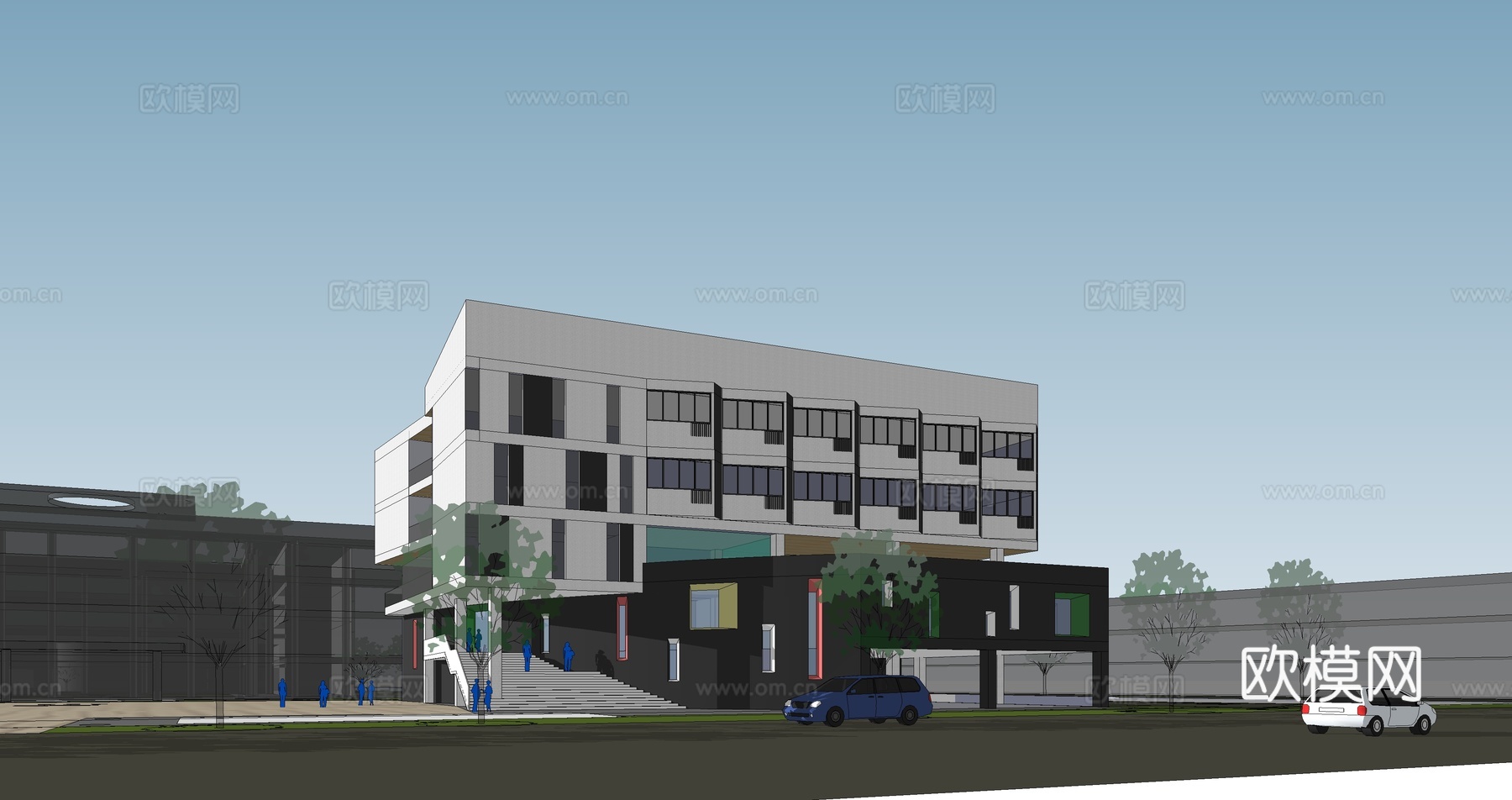 现代综合楼建筑外观su模型下载