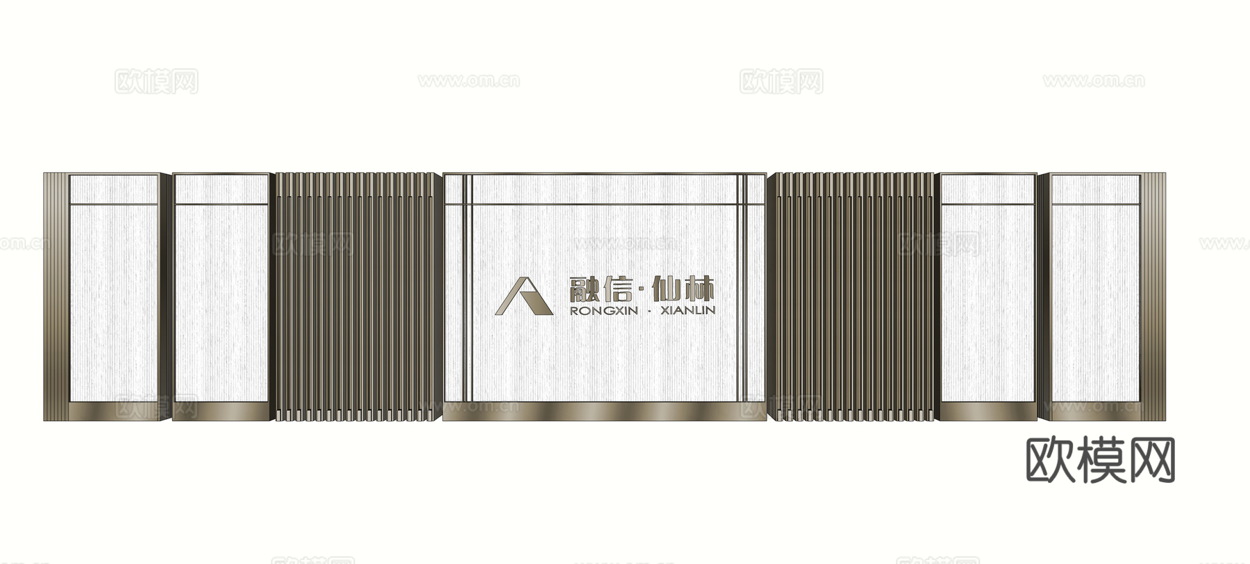 现代景墙围墙su模型下载