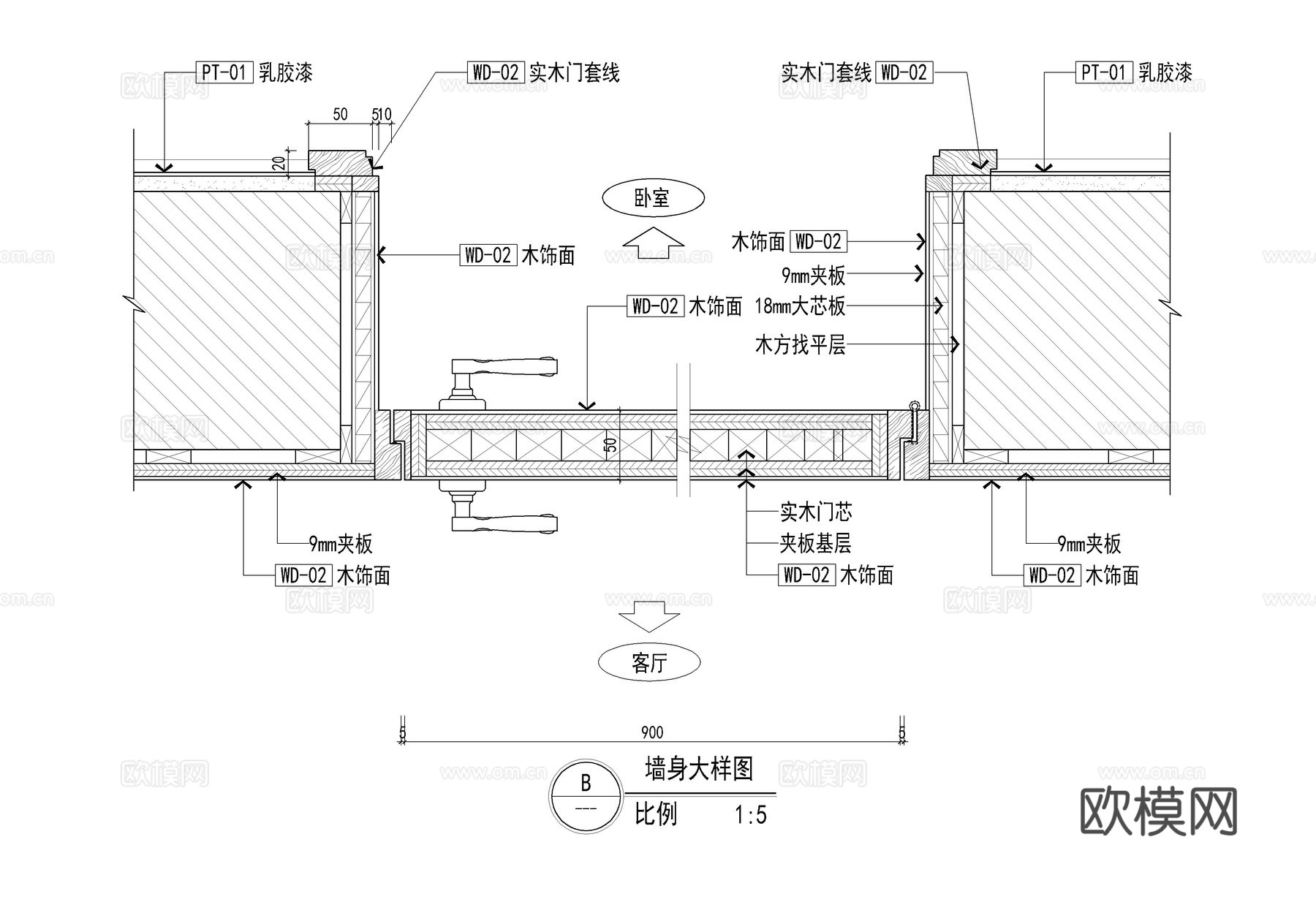 木饰面及艺术漆隐藏门施工大样详图 木饰面暗门 艺术漆暗门cad施工图