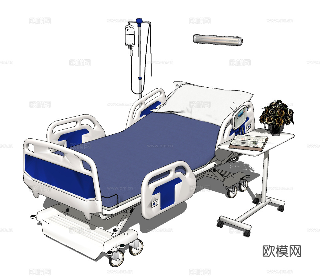 现代病床医疗器材su模型下载