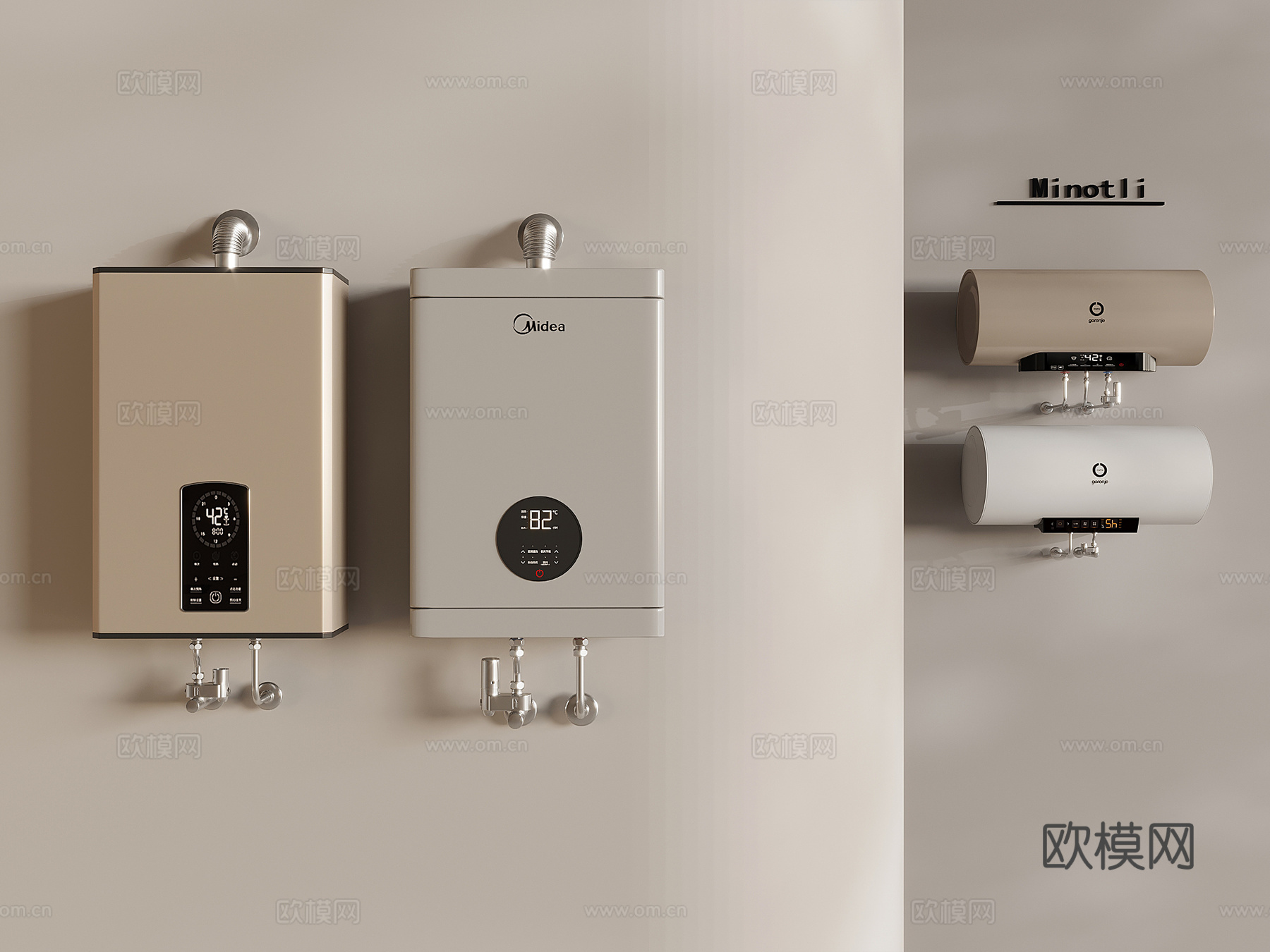 热水器壁挂炉 电热水器su模型
