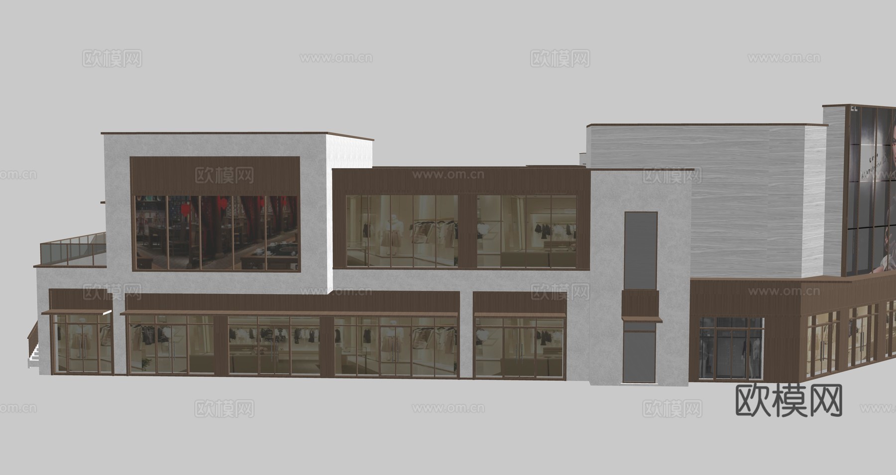 现代门头门面 店铺门头 店招 广告牌su模型下载