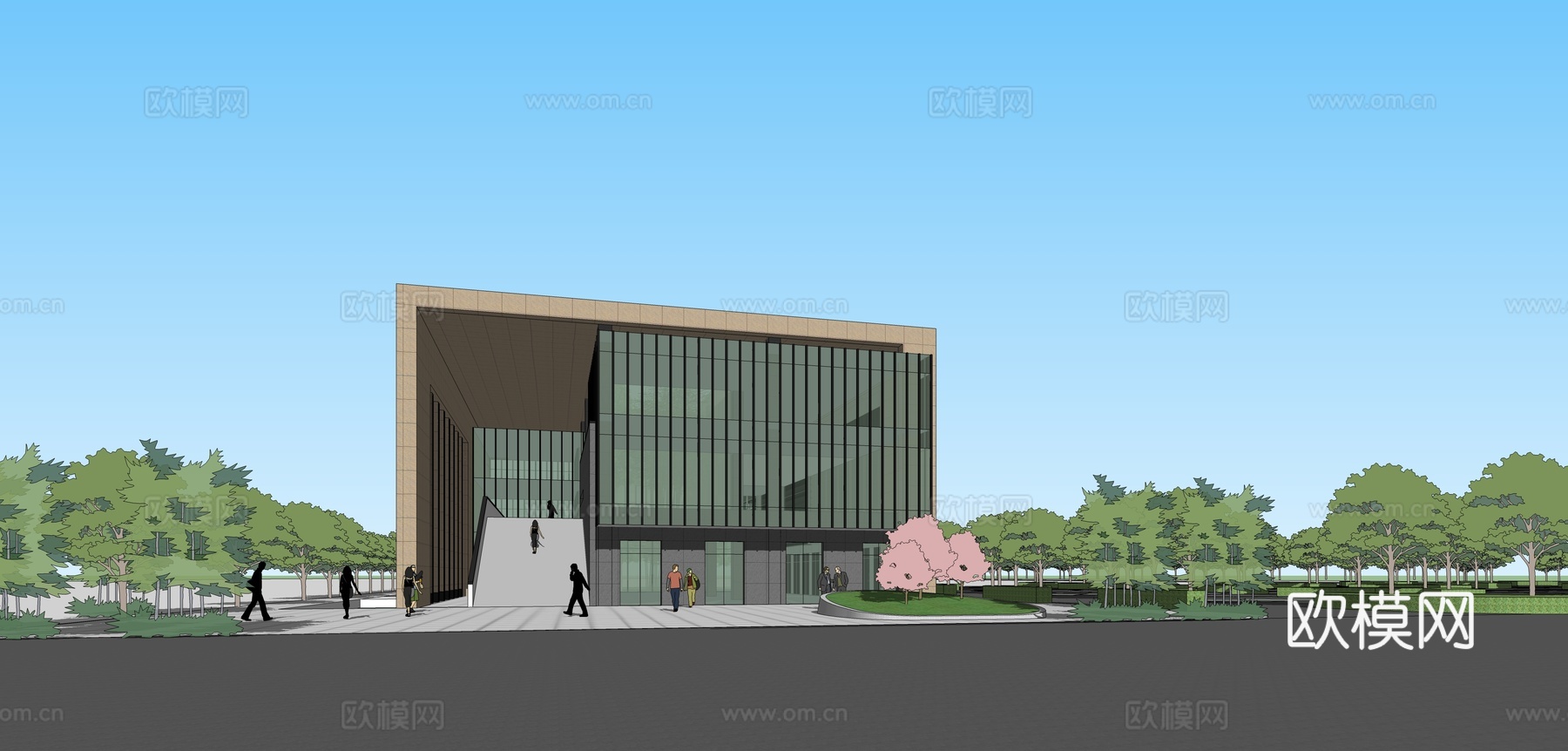 现代办公楼建筑外观su模型下载