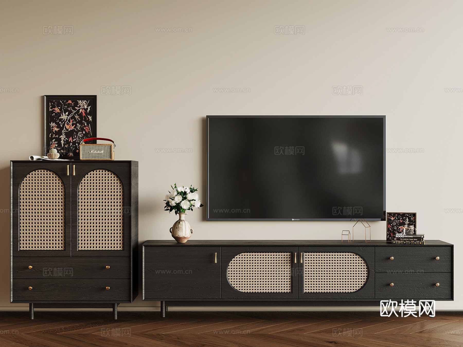 法式电视柜3d模型下载